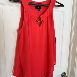 Iz Byer Coral Sleeveless Blouse with Ring Detail